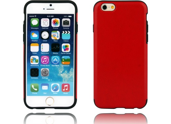 Twins Shield Matte Lederoptik fr iPhone 6 Plus- -rot