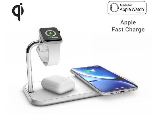ZENS Aluminium Dual Wireless Charger + Apple Watch 10W, Qi, weiß, ZEDC05W/00