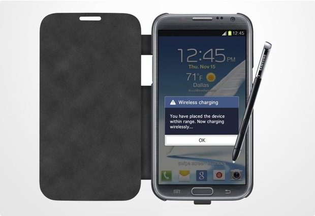 ZENS Wireless Charging Flip Cover fr Samsung Galaxy Note 2, schwarz