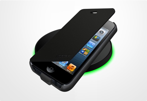 ZENS Wireless Charging Flip Cover Set fr iPhone 5/5S/SE, schwarz