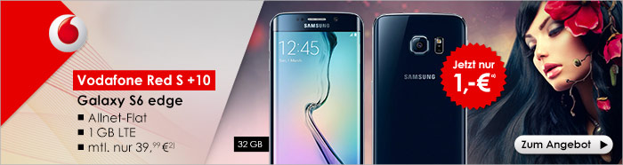Samsung Galaxy S6 edge, 32 GB, schwarz mit Red S +10 Vertrag von Vodafone